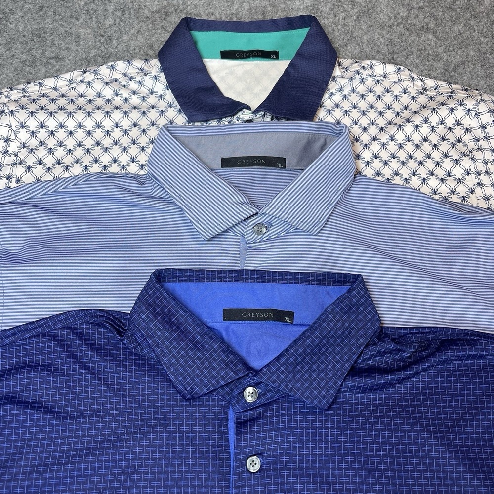 Lot Of 3 Greyson Men's XL  Golf Polo Shirts Short Sleeve  All Over Print Wolf